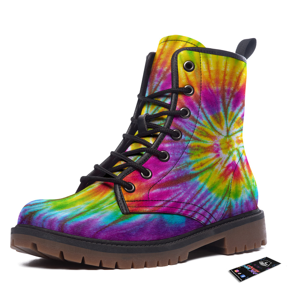 Tie Dye Colorful Hippie Print Work Boots-grizzshop