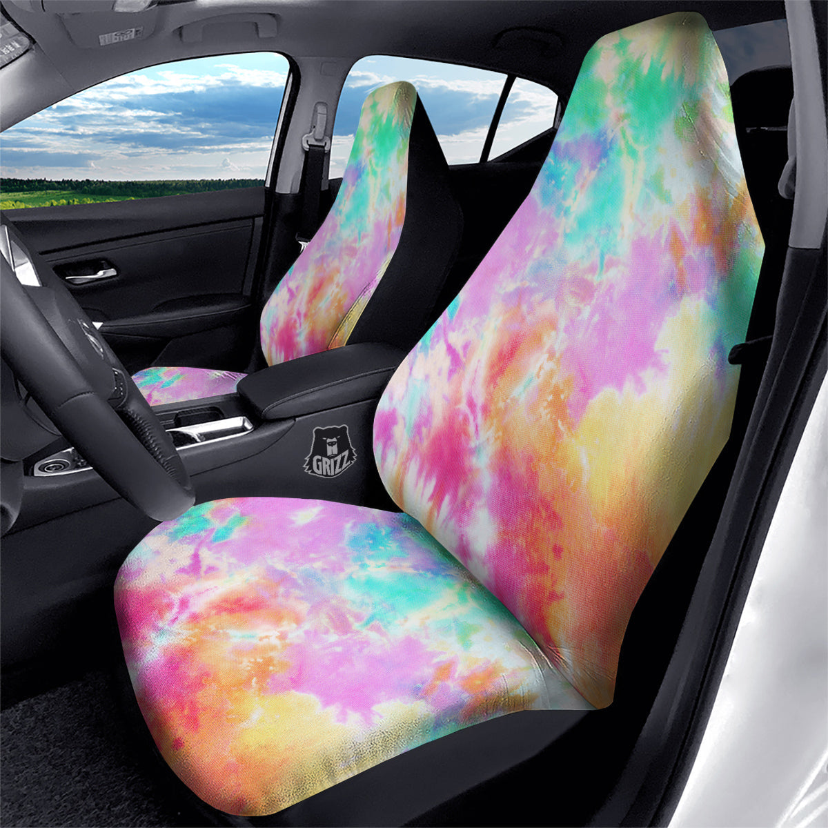 Tie Dye Colorful Print Car Seat Covers-grizzshop