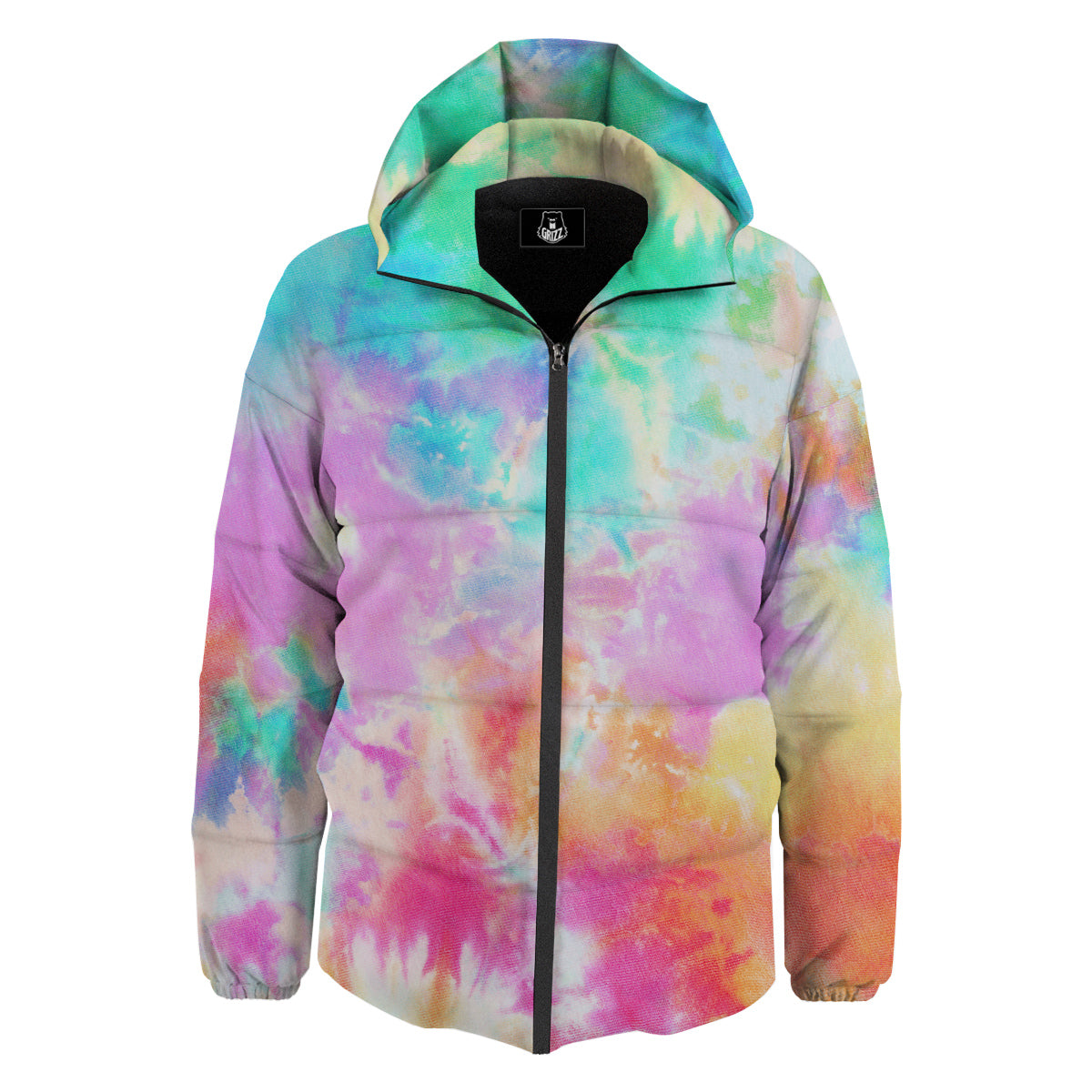 Tie Dye Colorful Print Down Jacket-grizzshop