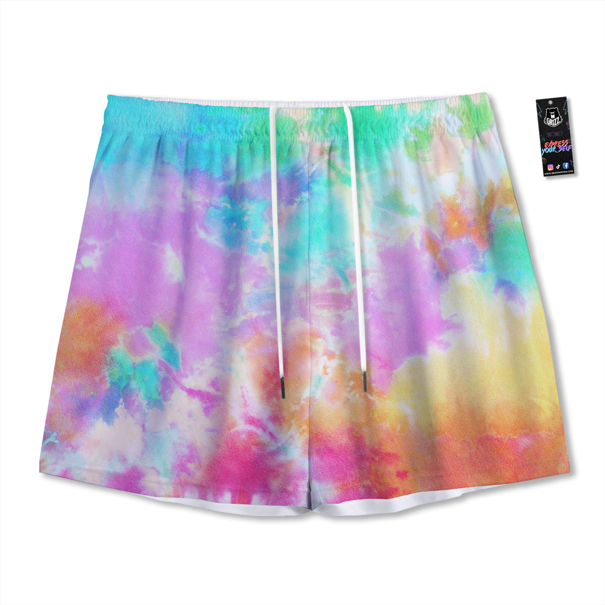 Teddy Bear Cute Print Pattern Mesh Shorts