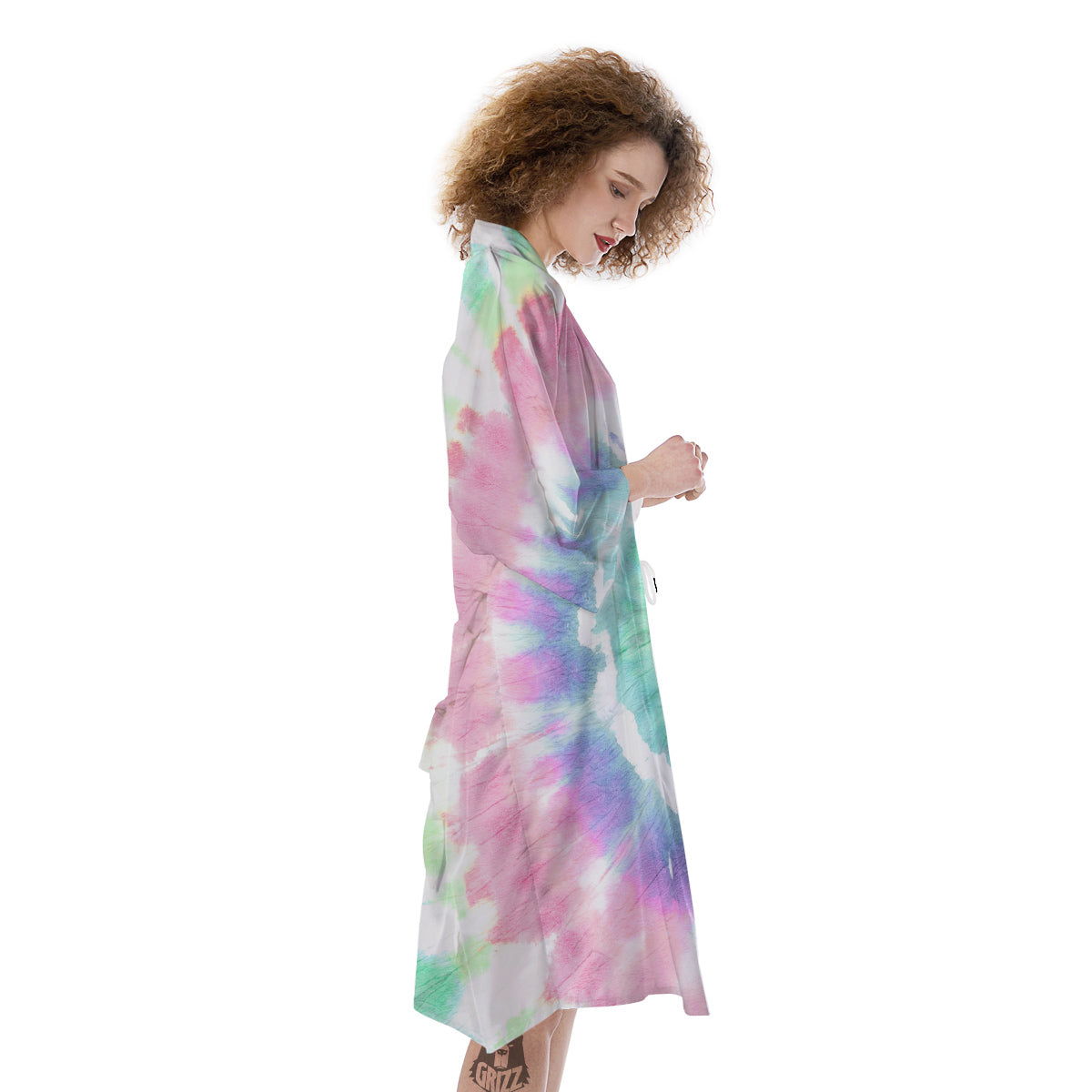 Tie Dye Colorful Spiral Print Kimono-grizzshop