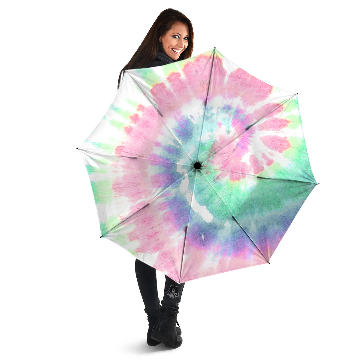 Tie Dye Colorful Spiral Print Umbrella-grizzshop