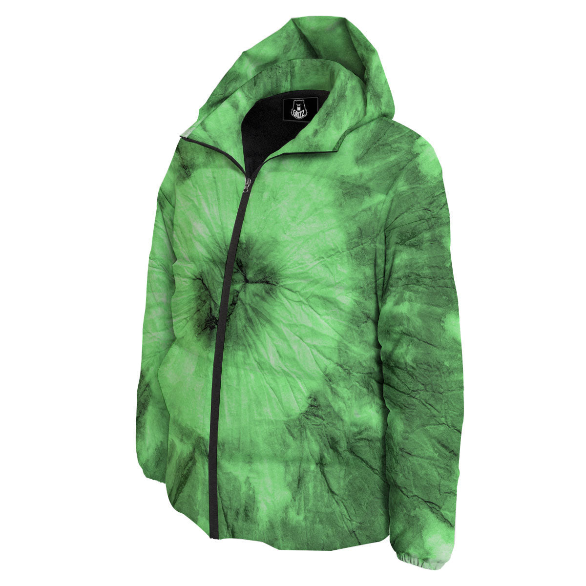 Tie Dye Green Print Down Jacket-grizzshop