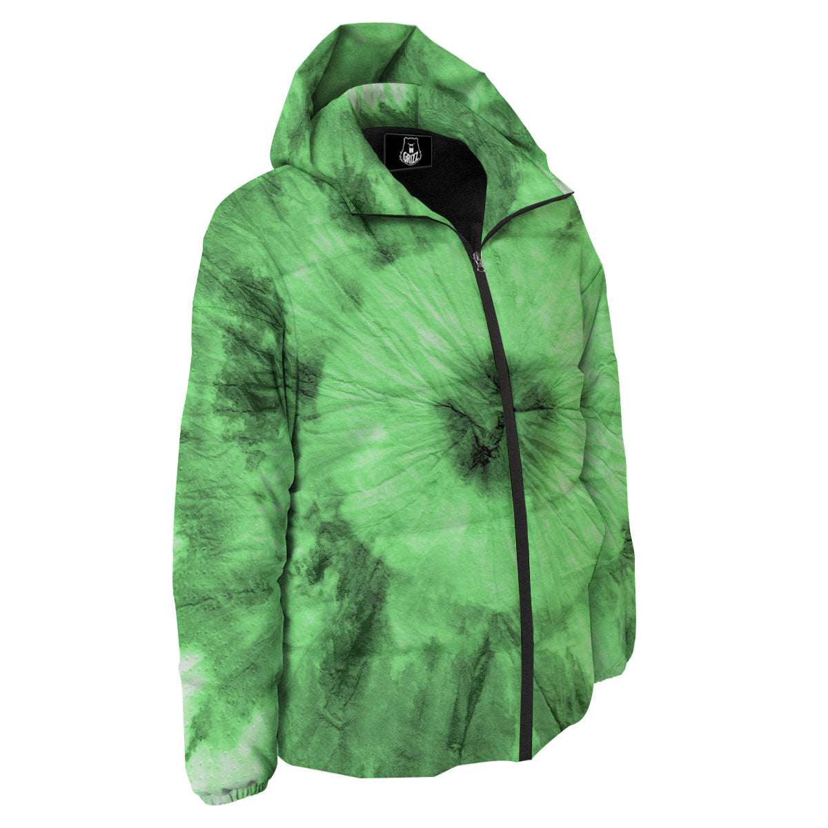 Tie Dye Green Print Down Jacket-grizzshop