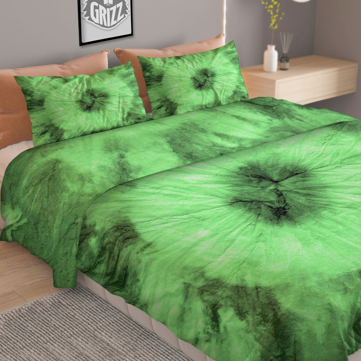 Tie Dye Green Print Duvet Cover Bedding Set