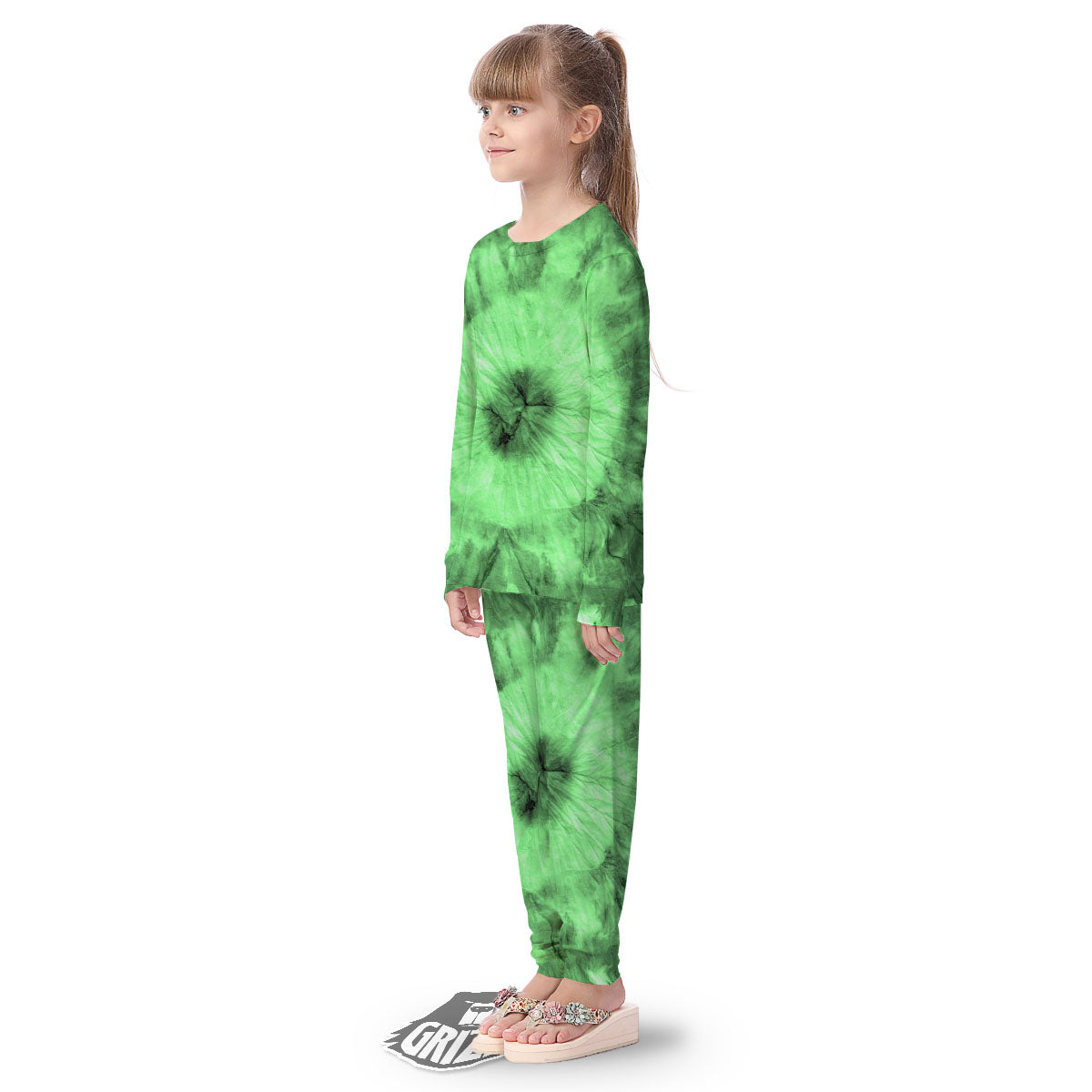 Tie Dye Green Print Kid's Pajamas-grizzshop