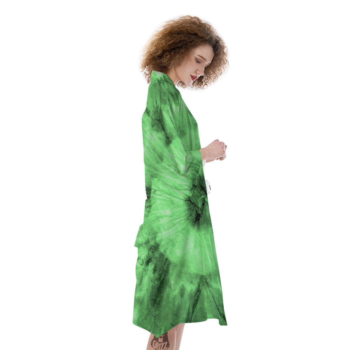 Tie Dye Green Print Kimono-grizzshop