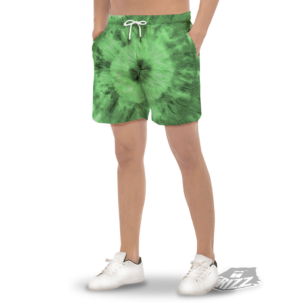 Tie Dye Green Print Men's Gym Shorts-grizzshop