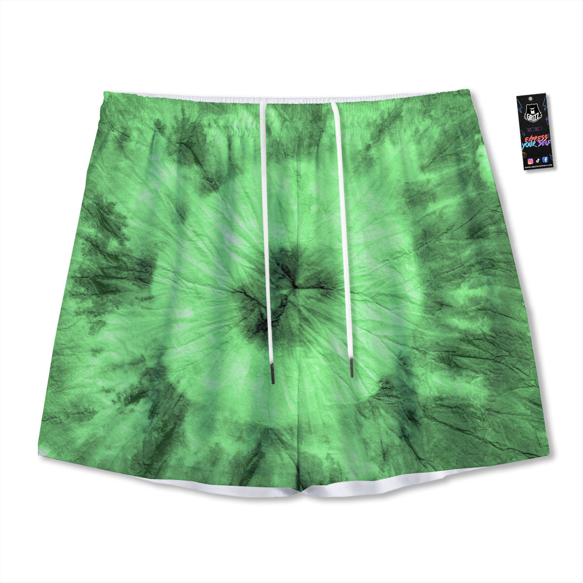 Tie Dye Green Print Mesh Shorts