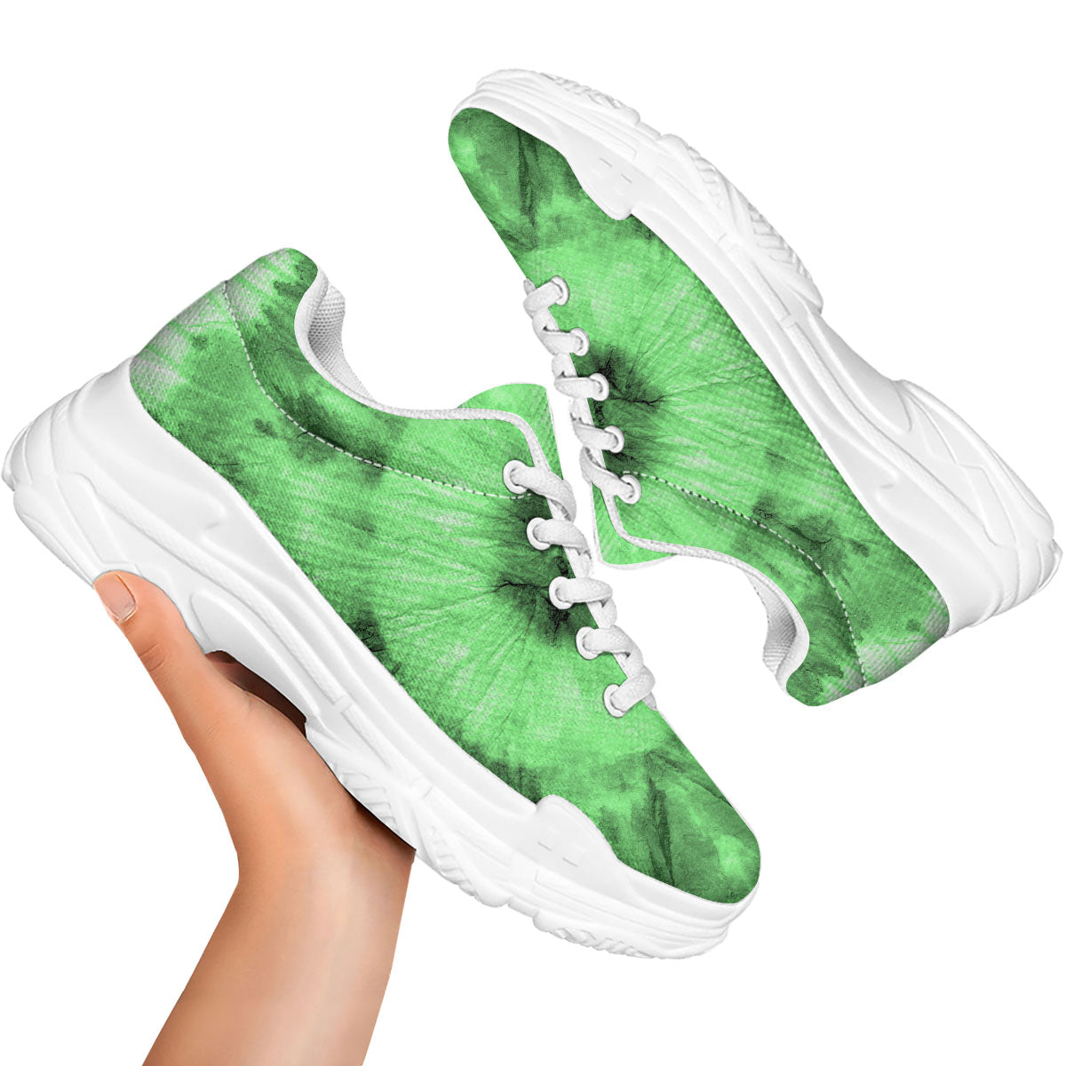 Tie Dye Green Print White Chunky Shoes-grizzshop