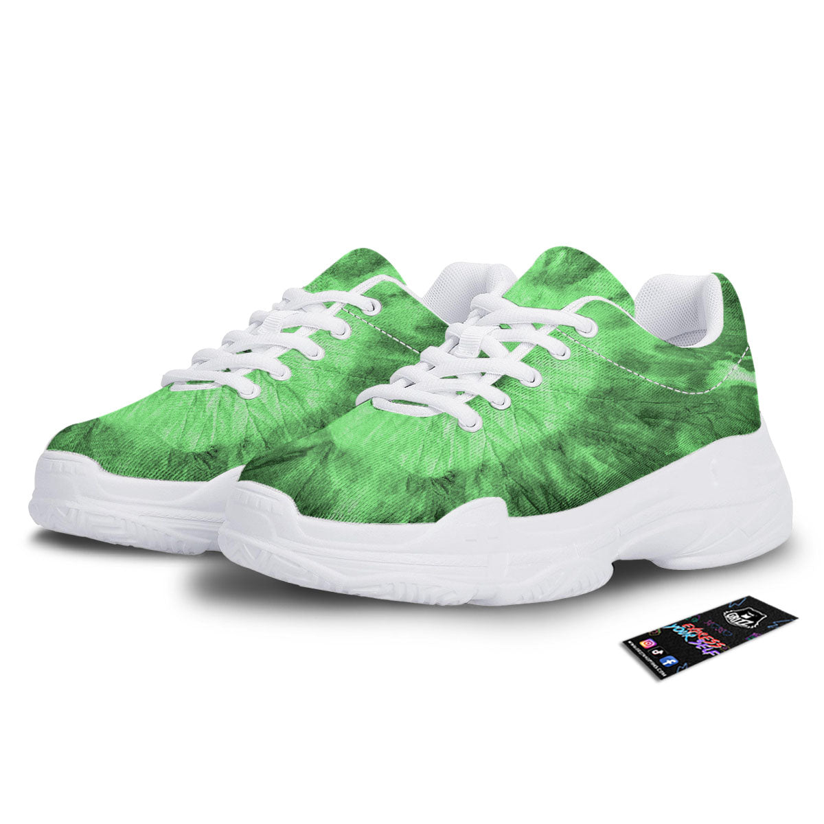 Tie Dye Green Print White Chunky Shoes-grizzshop