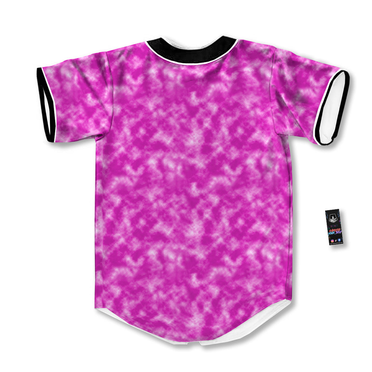 Tie Dye Hot Pink Print Pattern Baseball Jersey-grizzshop