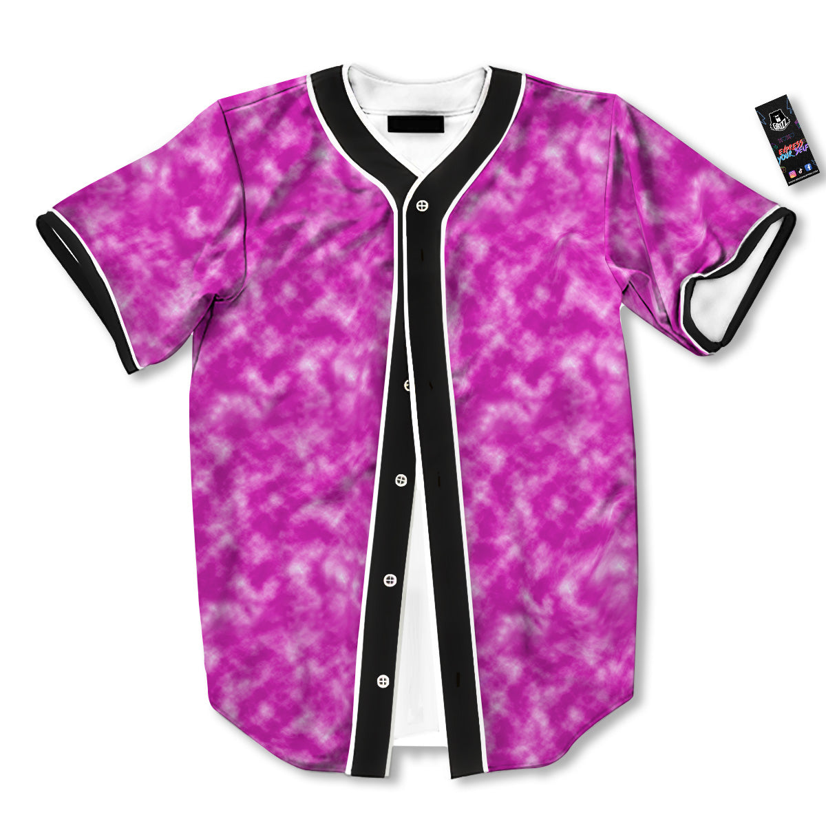 Tie Dye Hot Pink Print Pattern Baseball Jersey-grizzshop