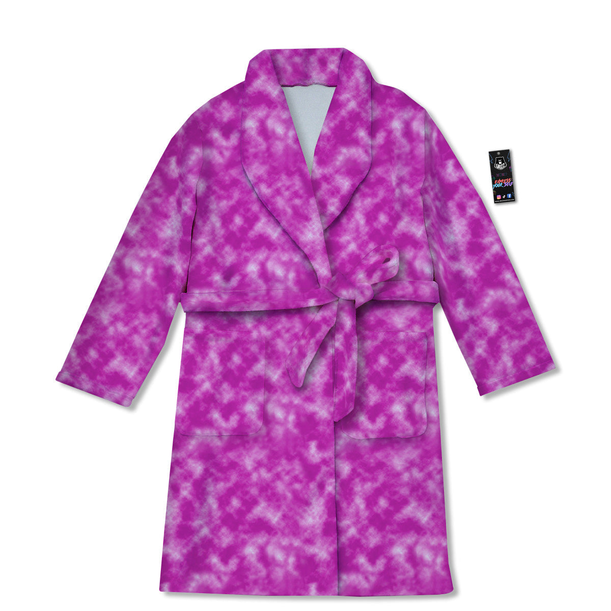 Tie Dye Hot Pink Print Pattern Bathrobe-grizzshop