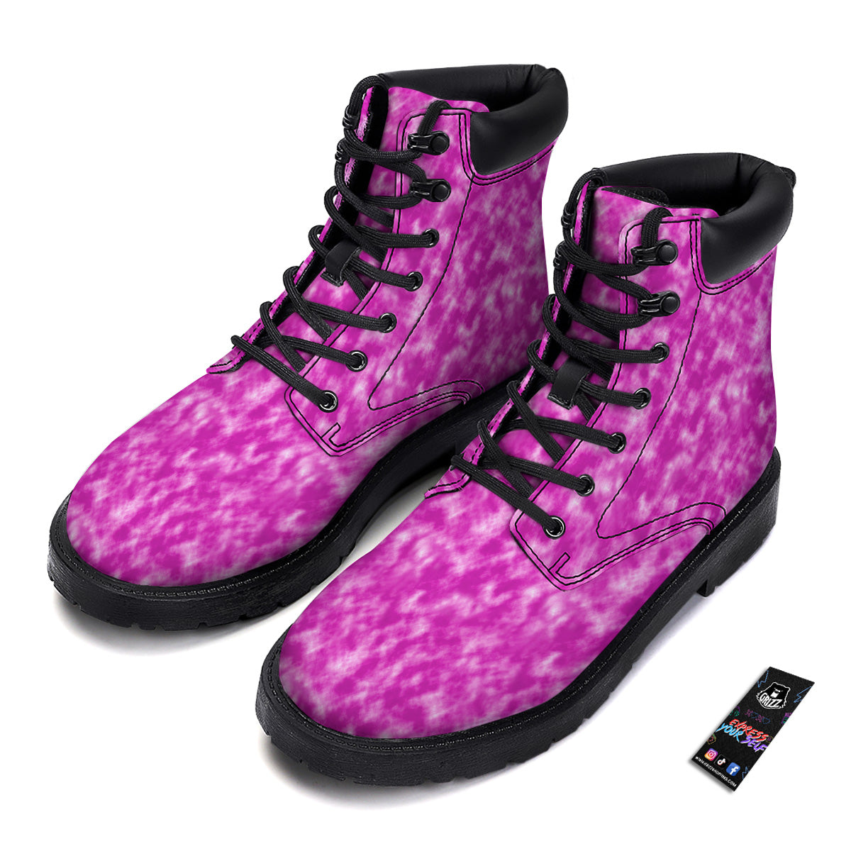 Tie Dye Hot Pink Print Pattern Boots-grizzshop
