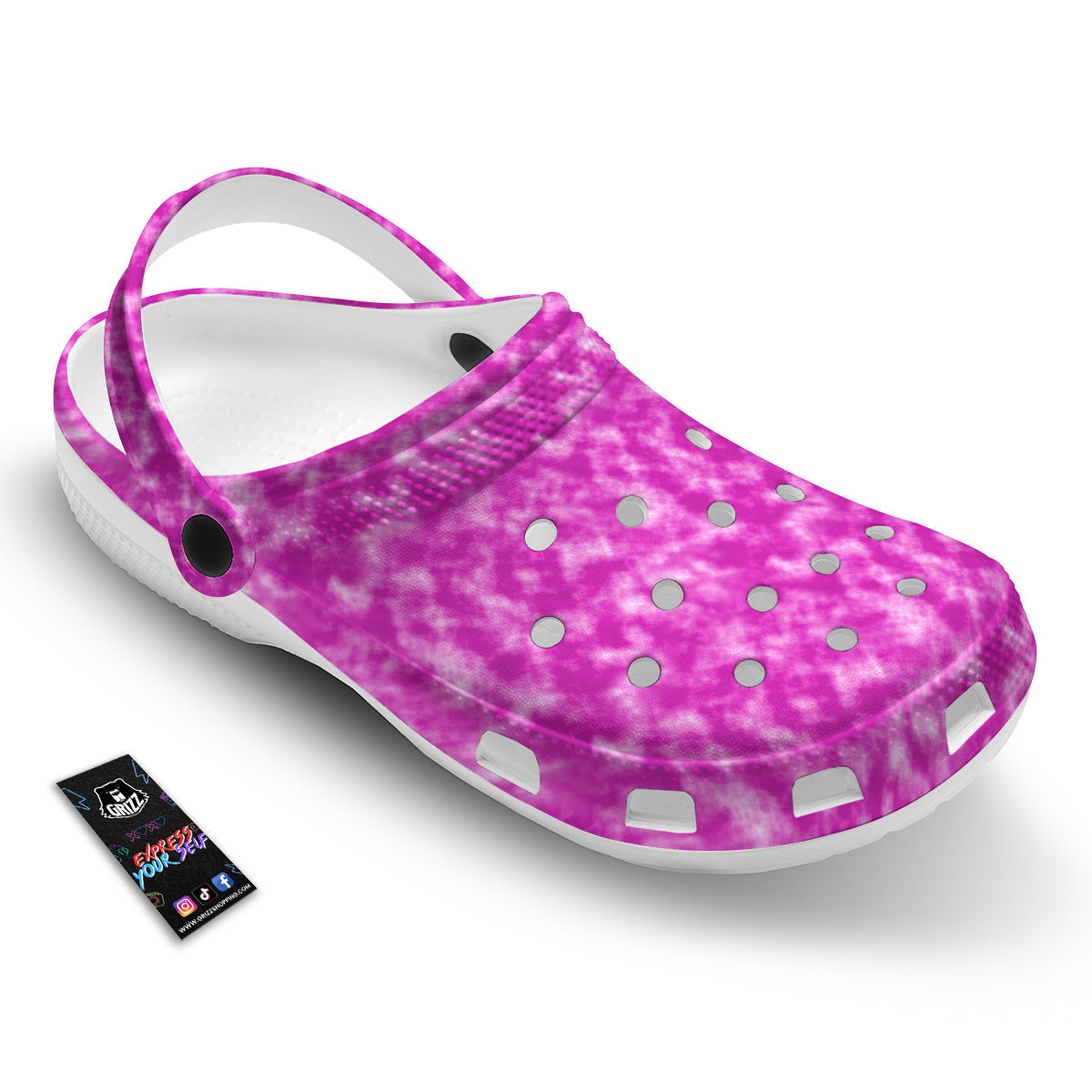 Tie Dye Hot Pink Print Pattern Clog-grizzshop