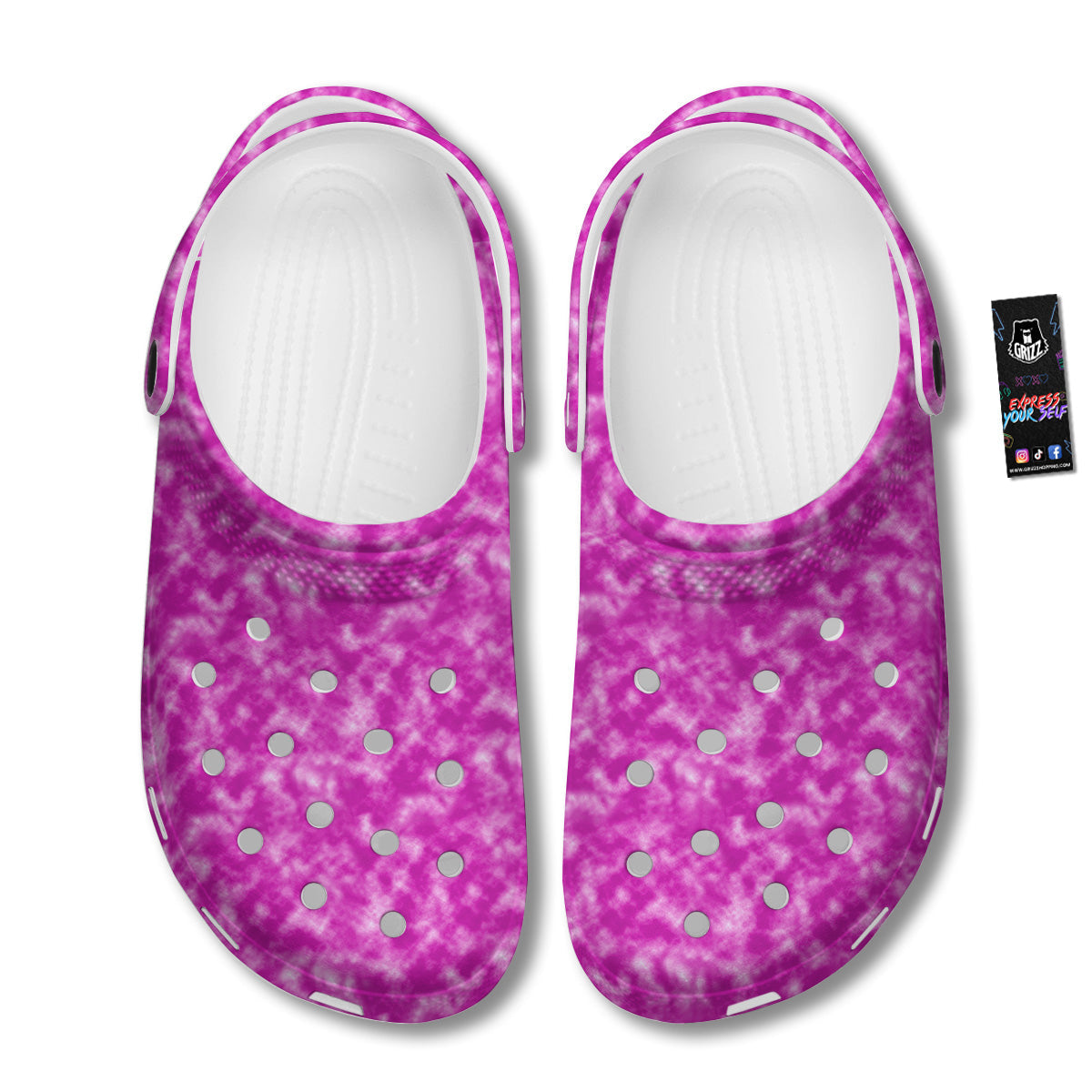 Tie Dye Hot Pink Print Pattern Clog-grizzshop