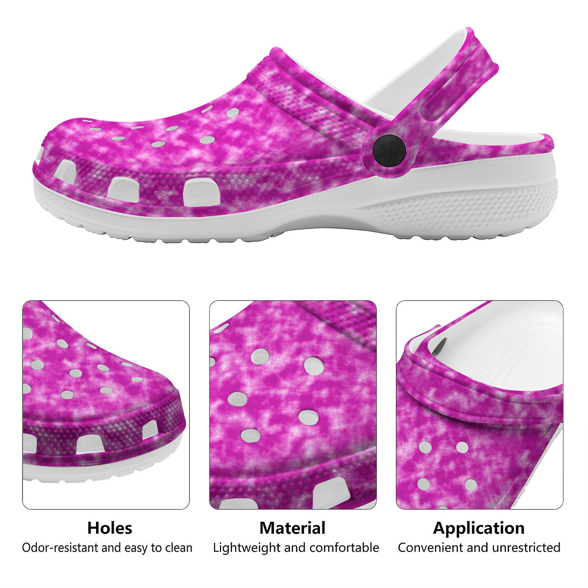 Tie Dye Hot Pink Print Pattern Clog-grizzshop