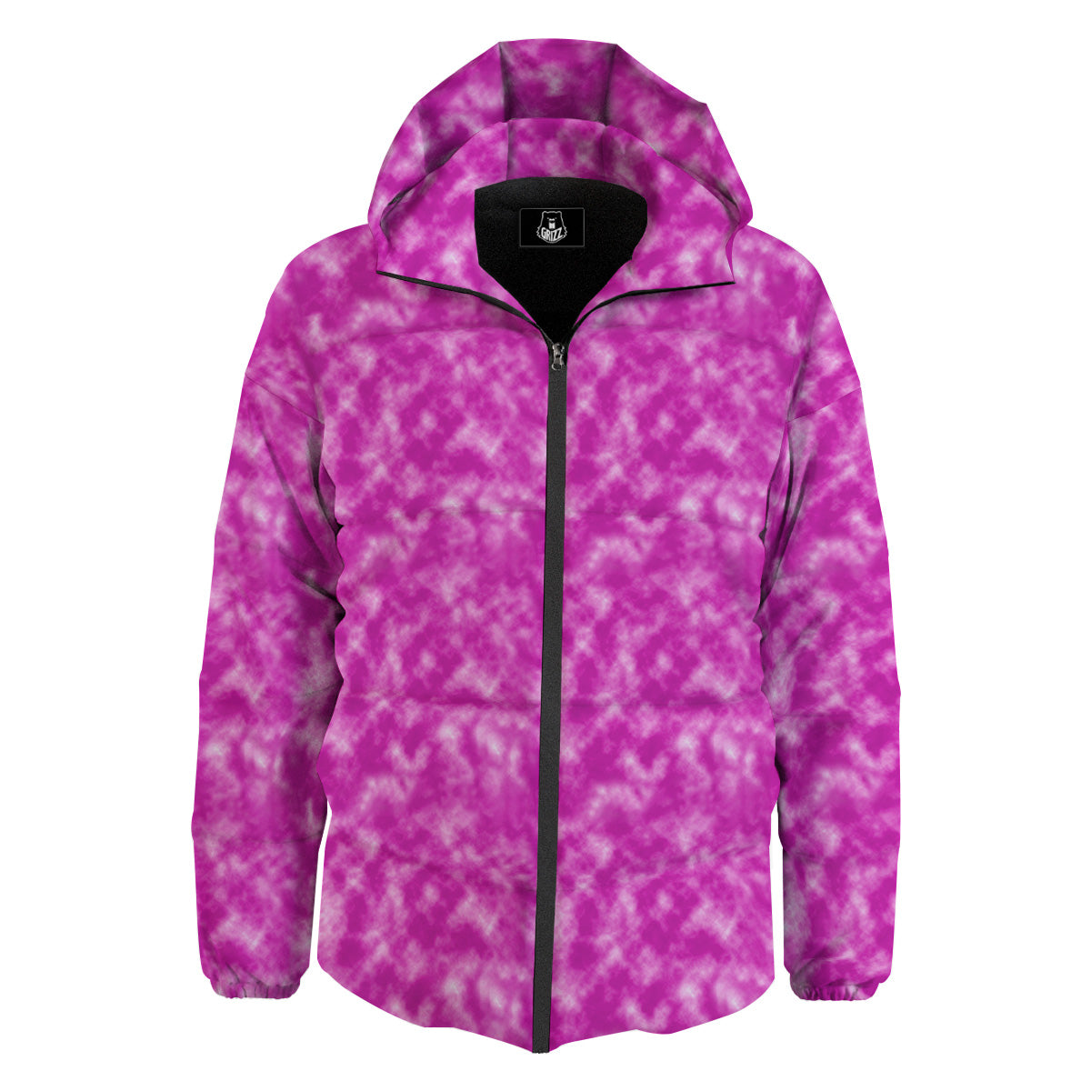 Tie Dye Hot Pink Print Pattern Down Jacket-grizzshop