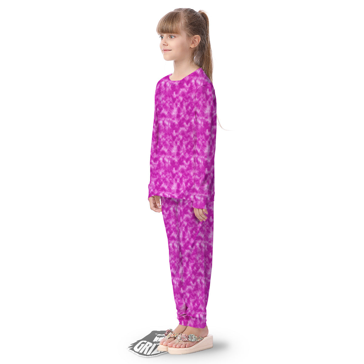 Tie Dye Hot Pink Print Pattern Kid's Pajamas-grizzshop