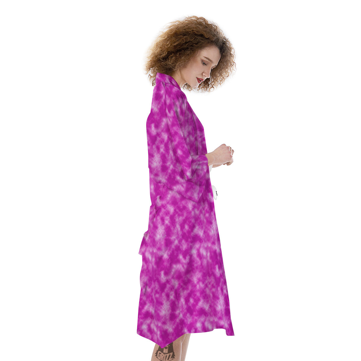 Tie Dye Hot Pink Print Pattern Kimono-grizzshop