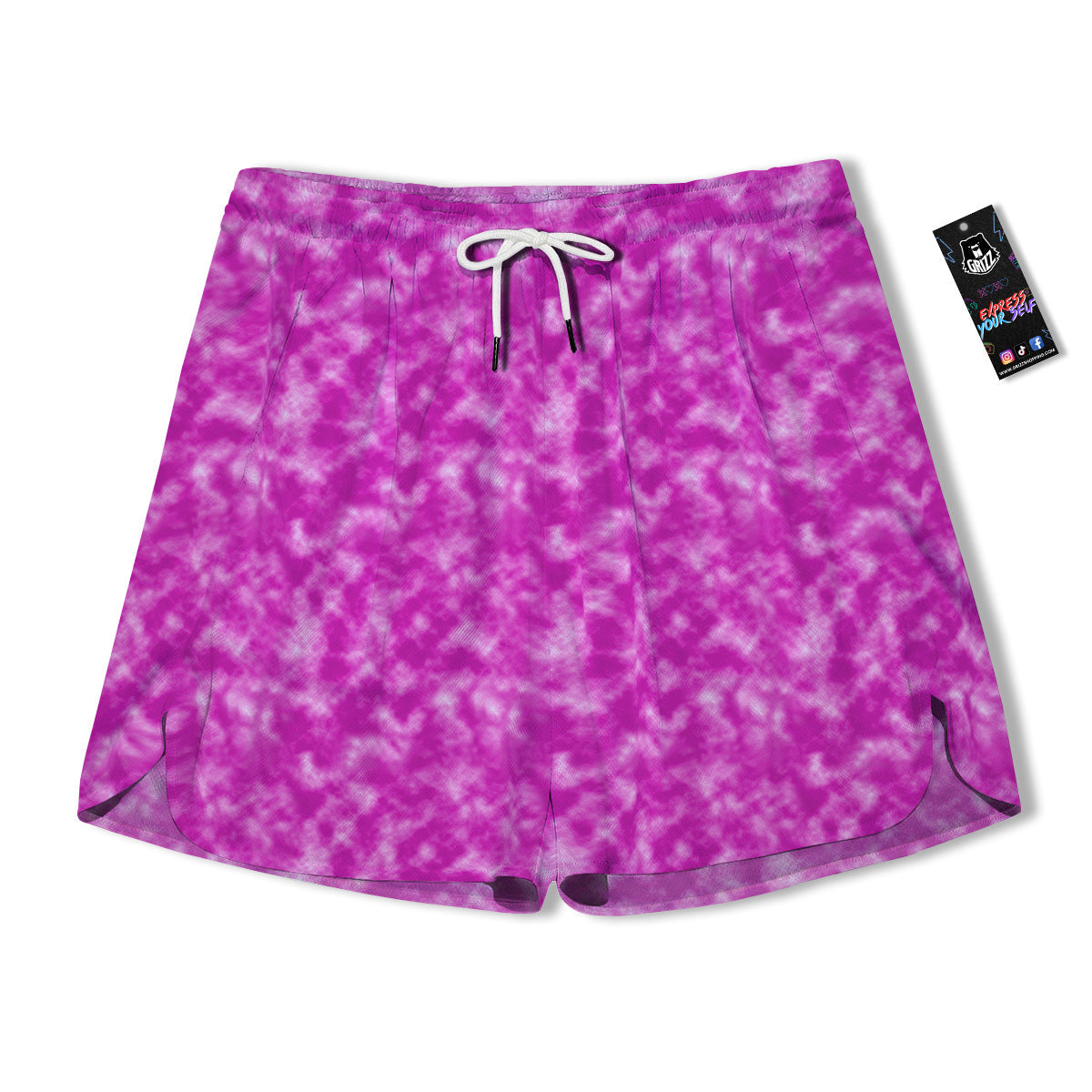 Tie Dye Hot Pink Print Pattern Men's Running Shorts-grizzshop