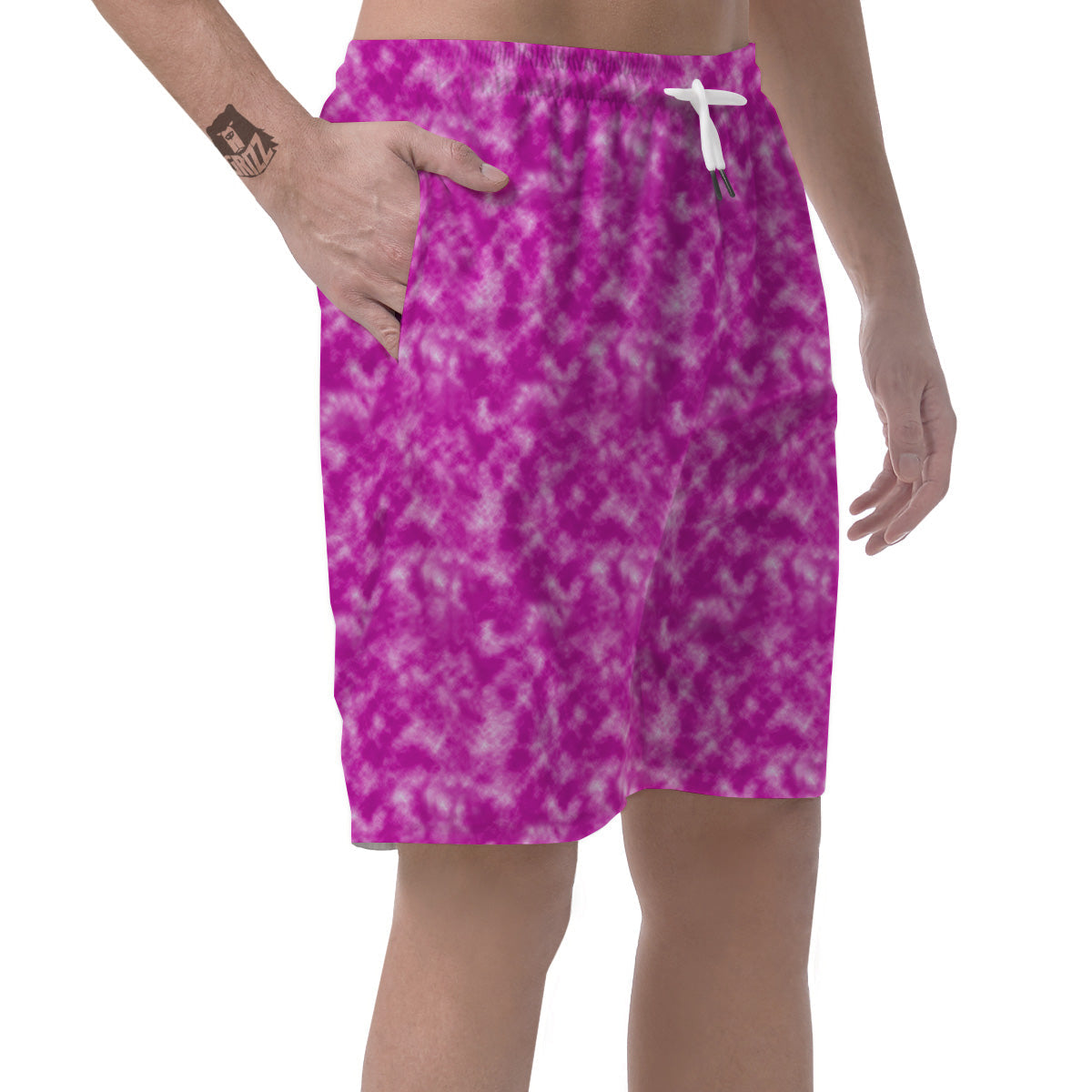 Tie Dye Hot Pink Print Pattern Men's Shorts-grizzshop