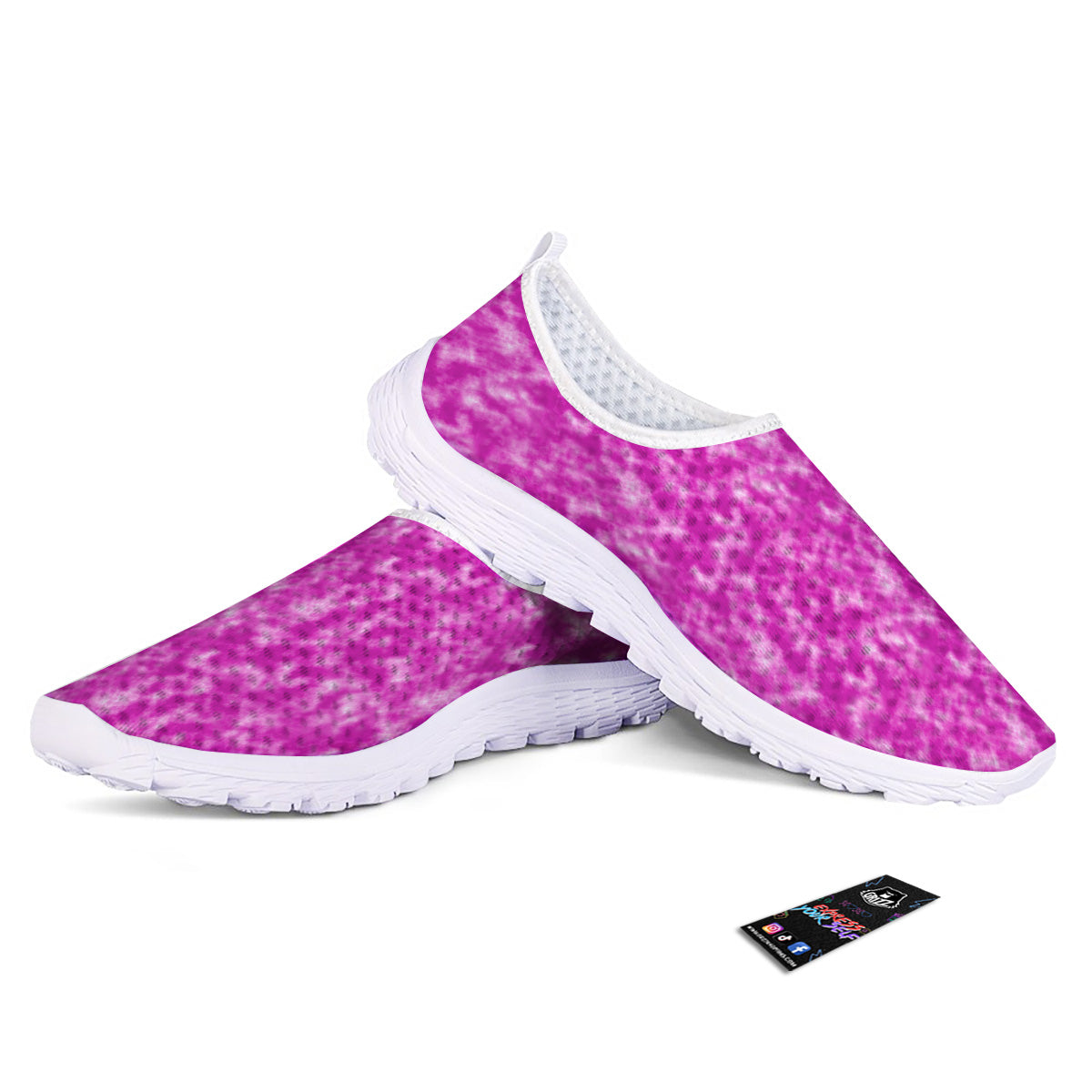 Tie Dye Hot Pink Print Pattern Nurse Shoes-grizzshop