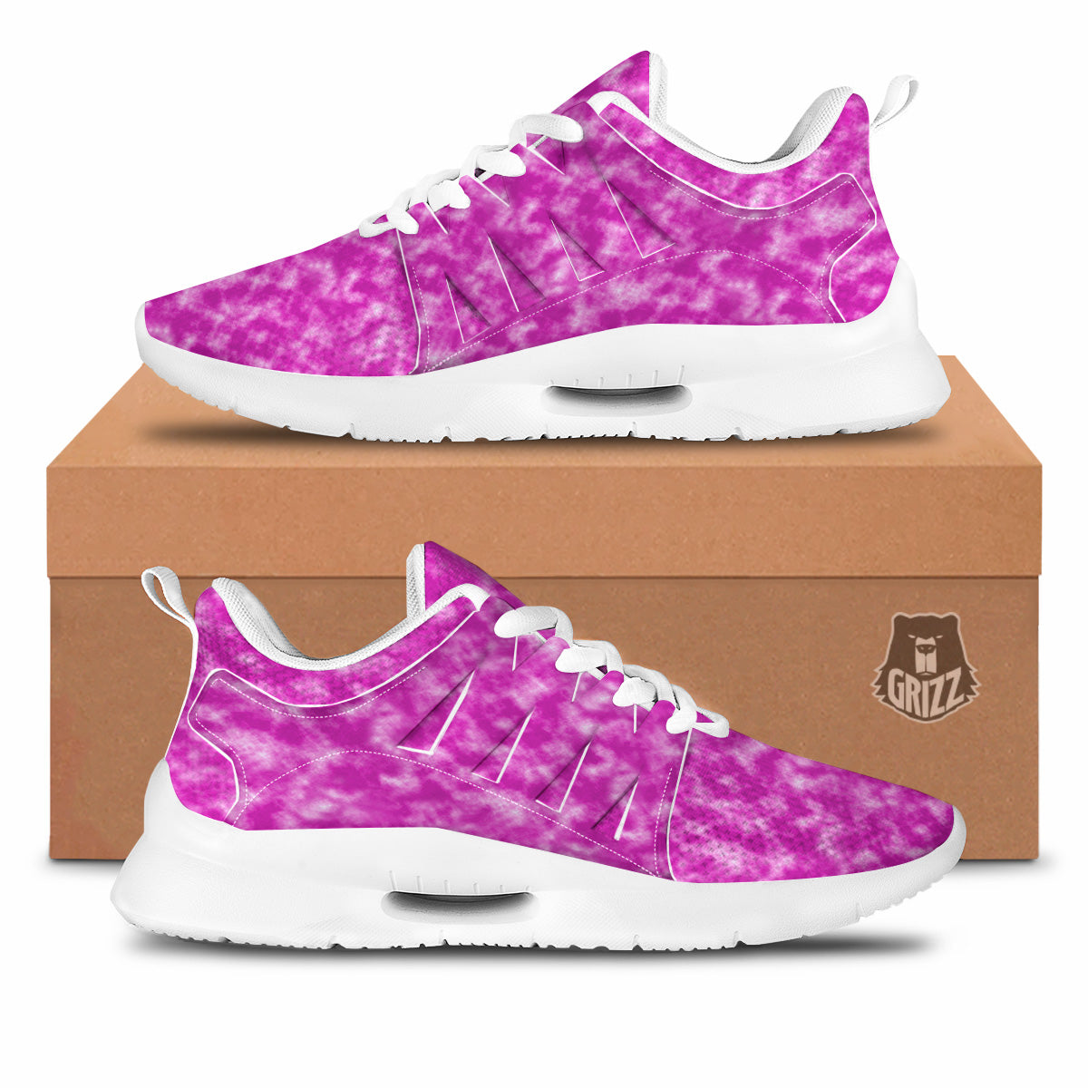 Tie Dye Hot Pink Print Pattern Tennis Shoes-grizzshop