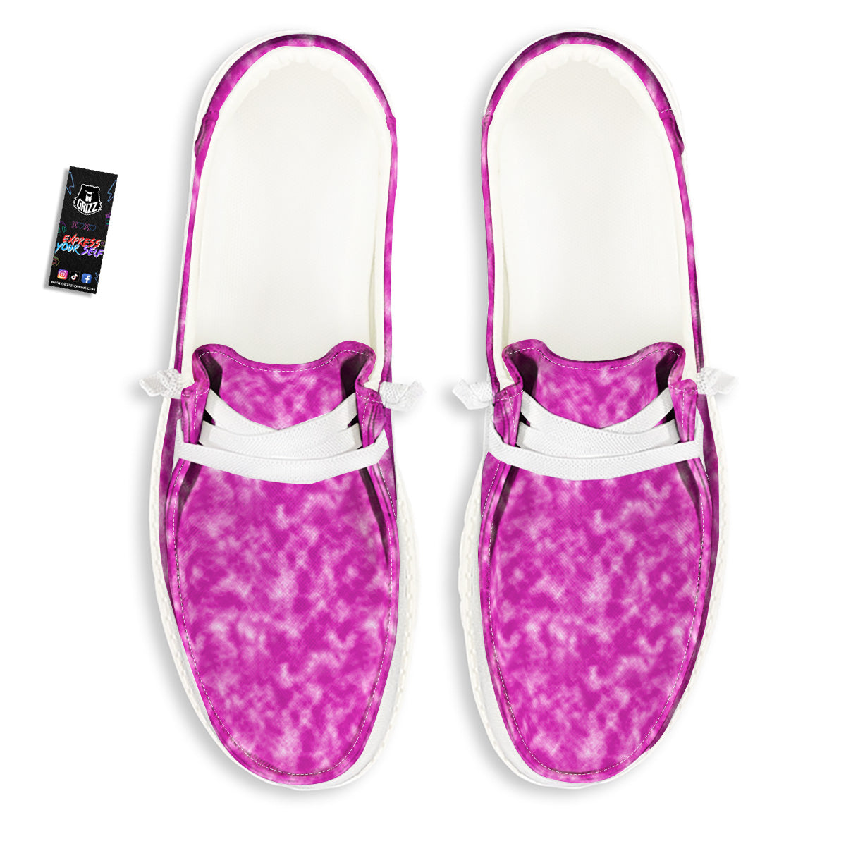 Tie Dye Hot Pink Print Pattern White Loafers-grizzshop
