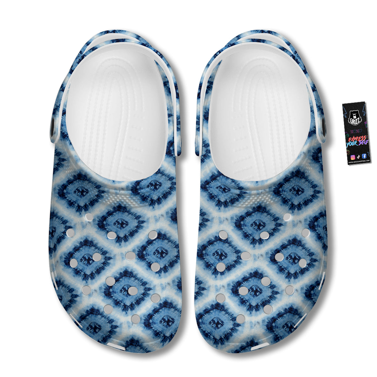 Tie Dye Indigo Color Blue Print Clog-grizzshop