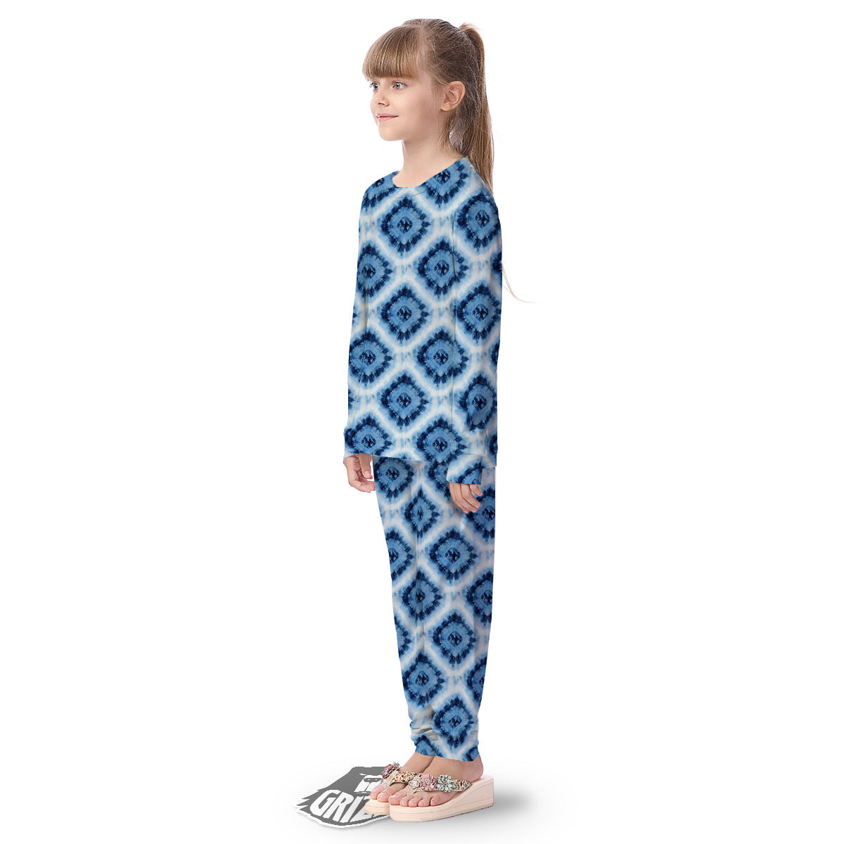 Tie Dye Indigo Color Blue Print Kid's Pajamas-grizzshop