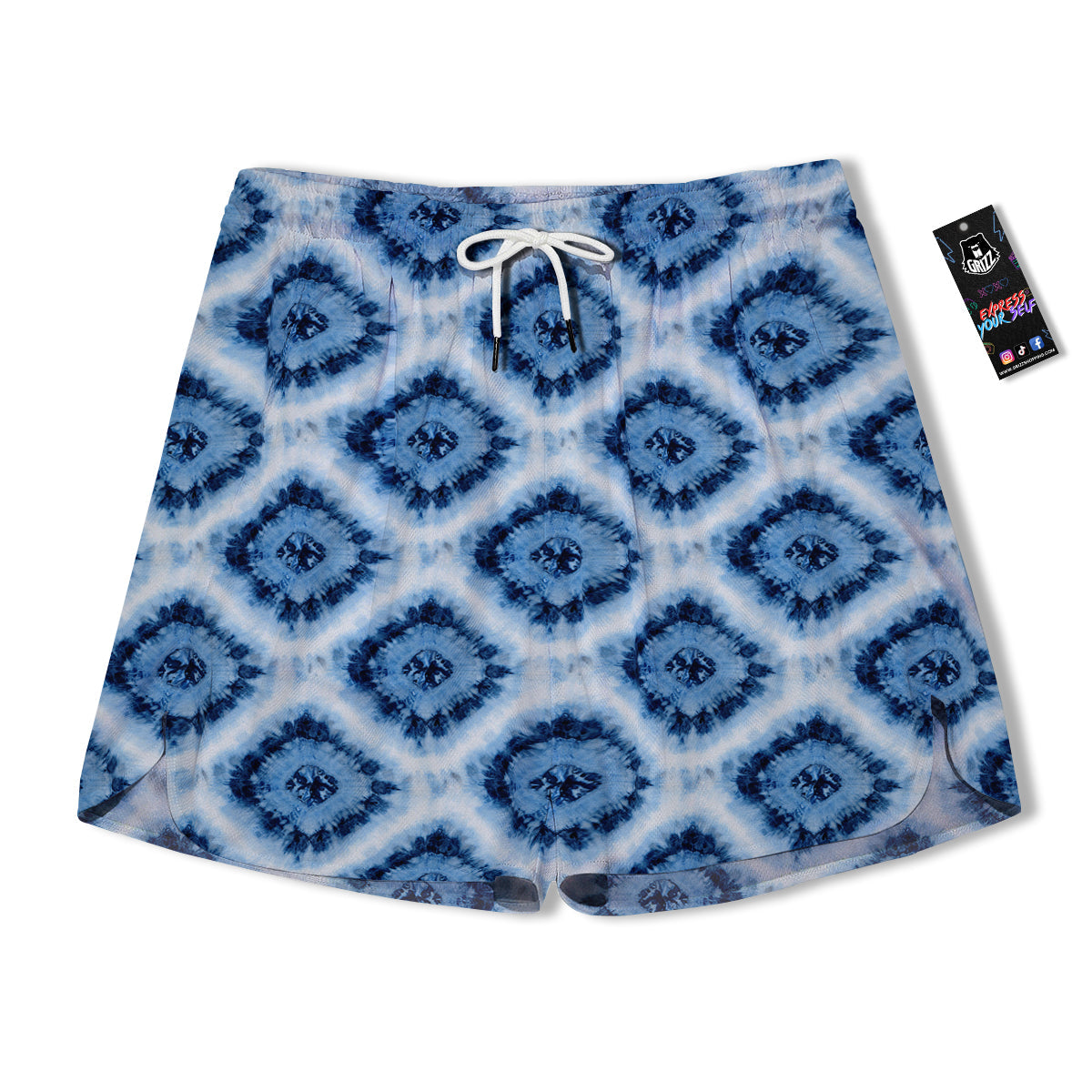 Tie Dye Indigo Color Blue Print Men's Running Shorts-grizzshop