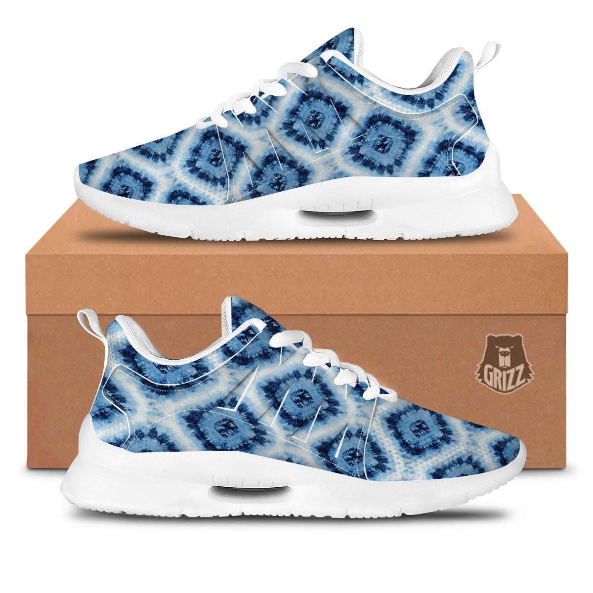 Tie Dye Indigo Color Blue Print Tennis Shoes-grizzshop
