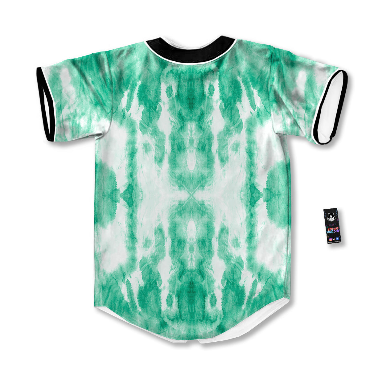 Tie Dye Mint Green Watercolor Print Baseball Jersey-grizzshop