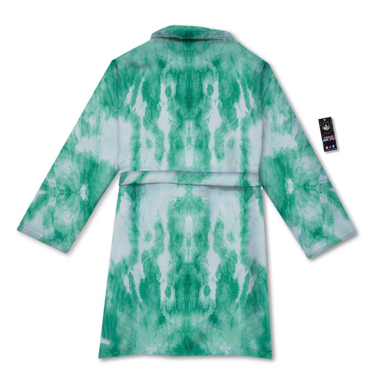 Tie Dye Mint Green Watercolor Print Bathrobe-grizzshop