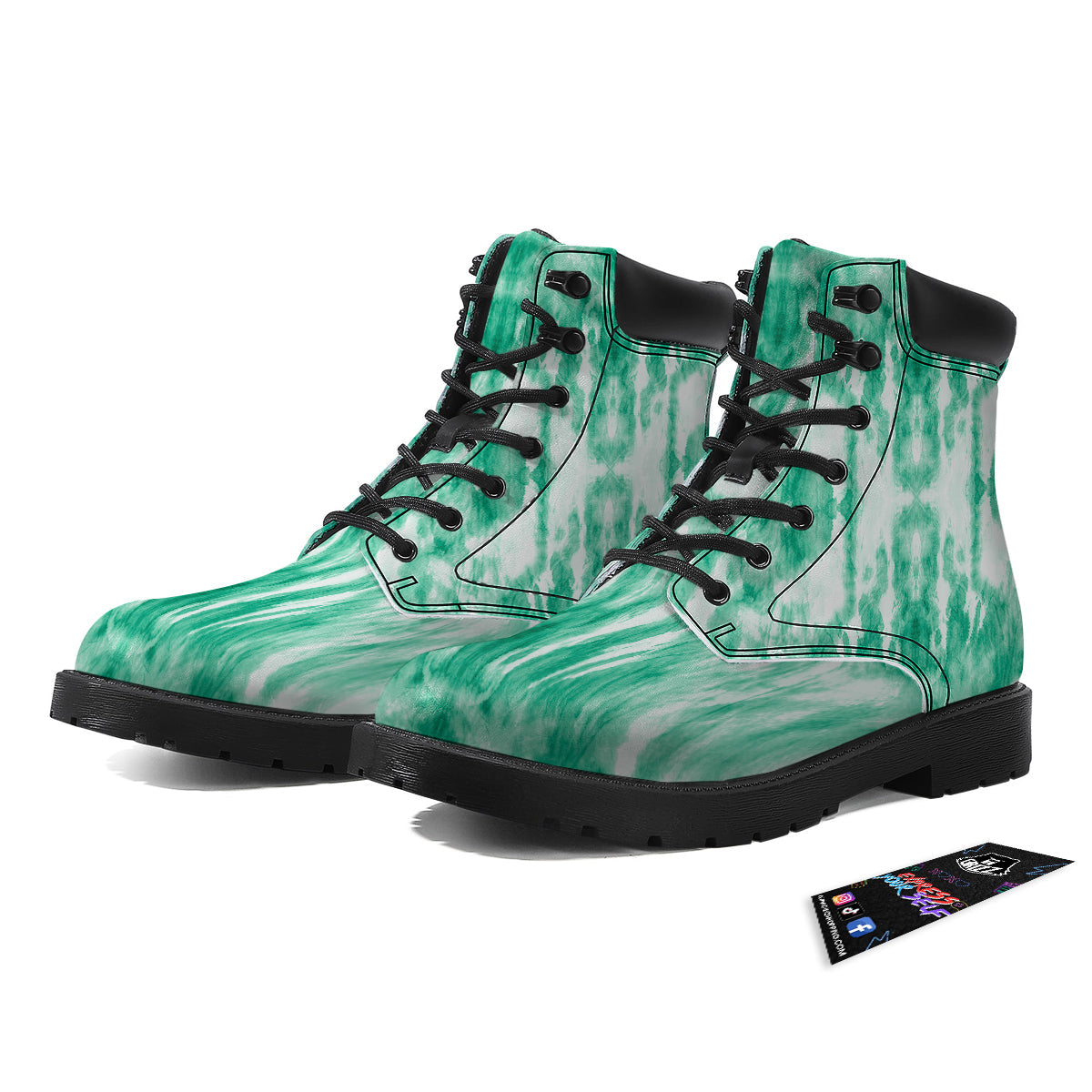 Tie Dye Mint Green Watercolor Print Boots-grizzshop