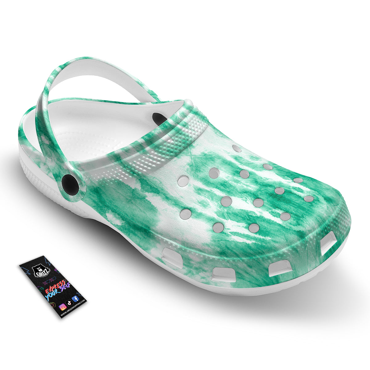 Tie Dye Mint Green Watercolor Print Clog-grizzshop