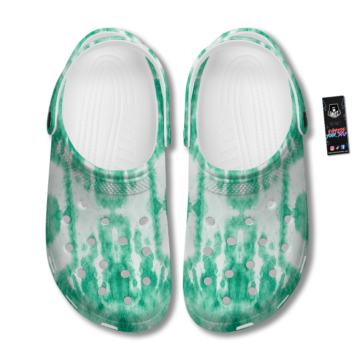 Tie Dye Mint Green Watercolor Print Clog-grizzshop