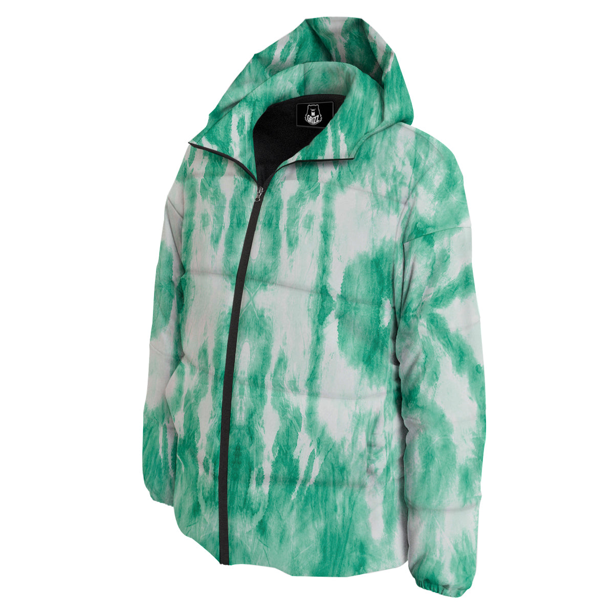 Tie Dye Mint Green Watercolor Print Down Jacket-grizzshop