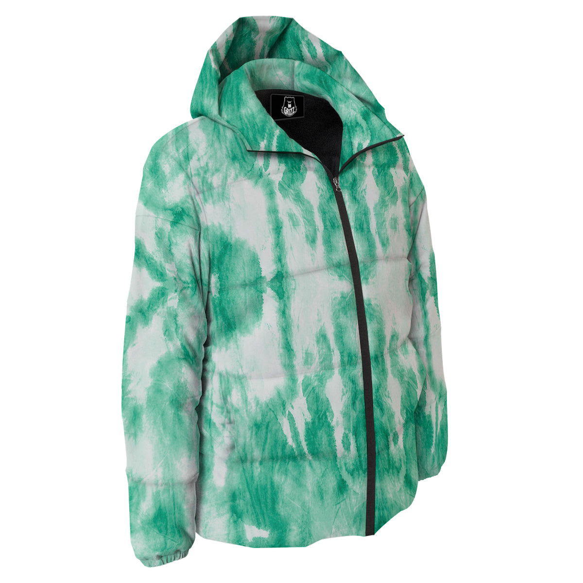 Tie Dye Mint Green Watercolor Print Down Jacket-grizzshop