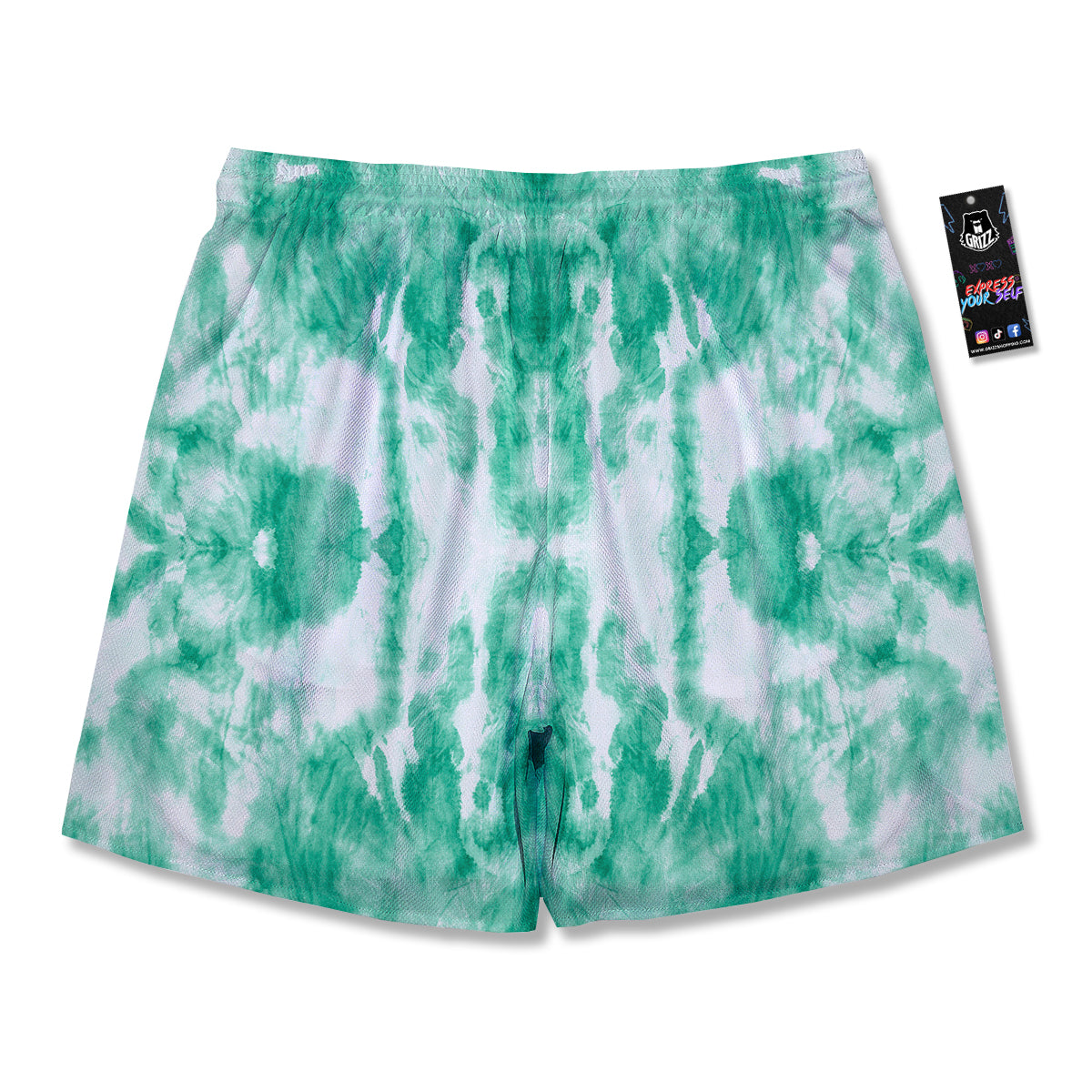 Tie Dye Mint Green Watercolor Print Men's Running Shorts-grizzshop