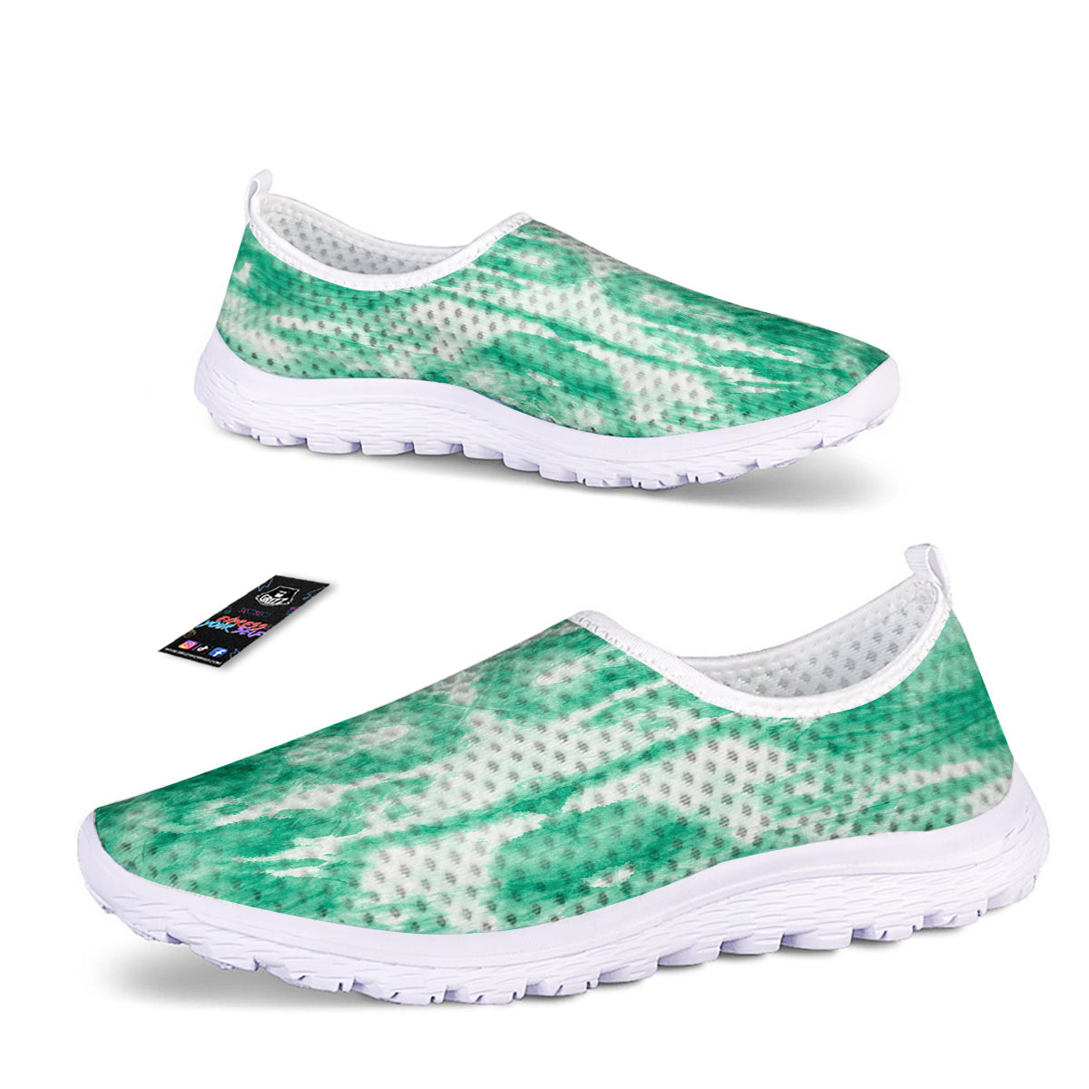 Tie Dye Mint Green Watercolor Print Nurse Shoes-grizzshop