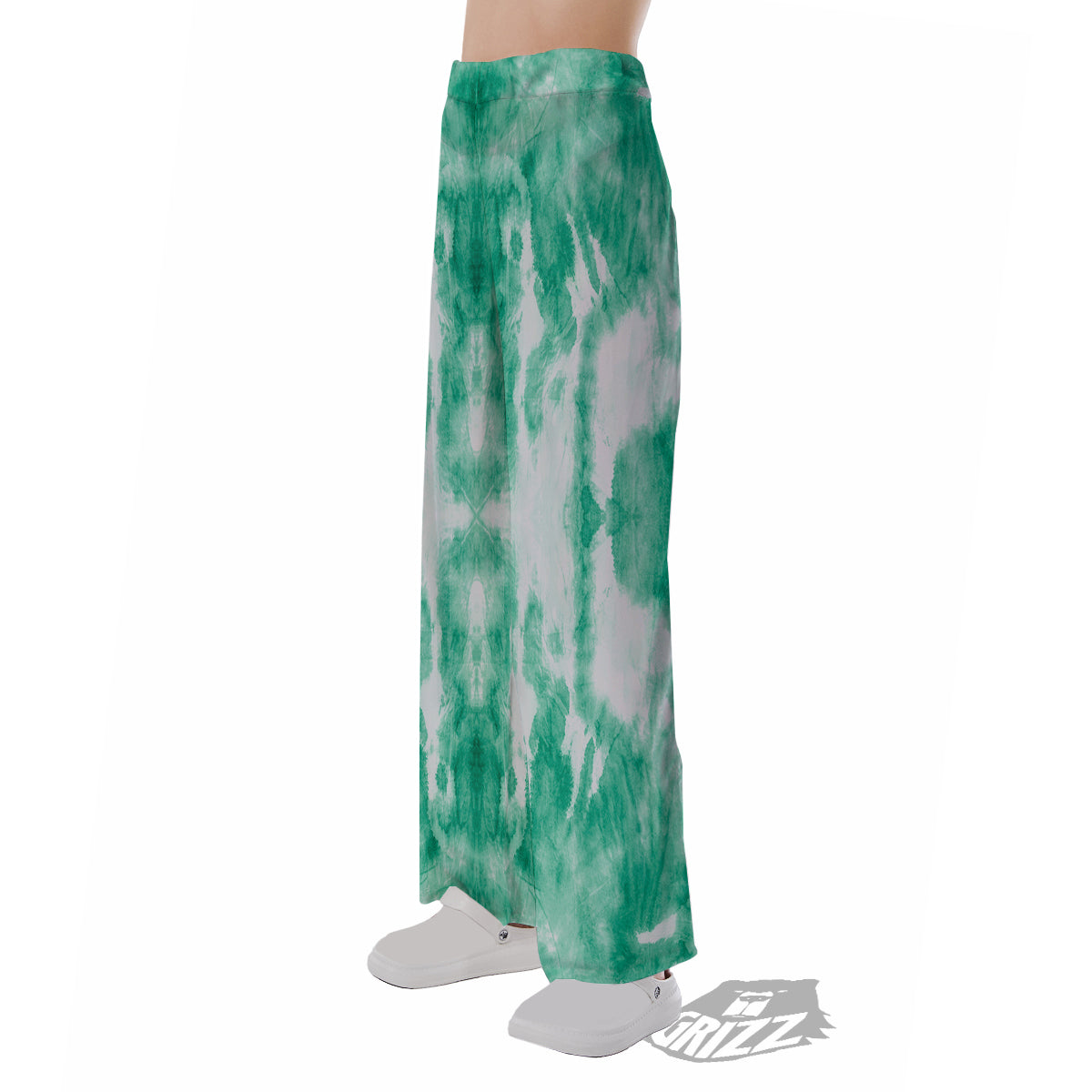 Tie Dye Mint Green Watercolor Print Pajama Pants-grizzshop