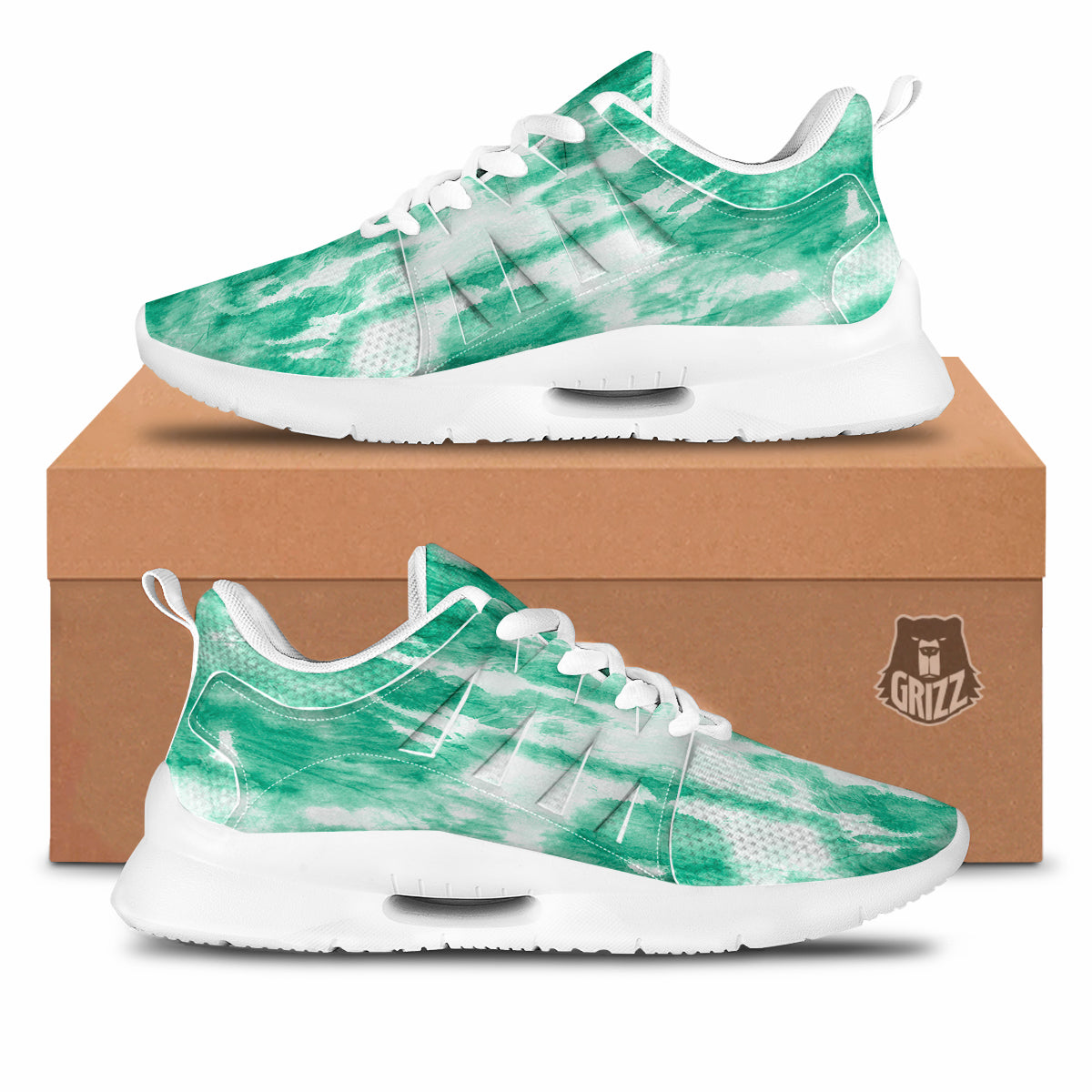 Tie Dye Mint Green Watercolor Print Tennis Shoes-grizzshop