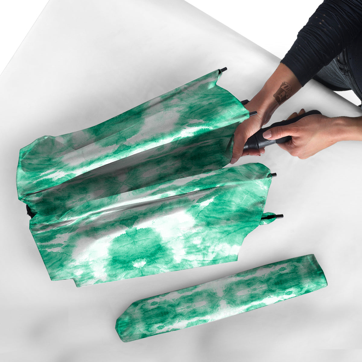 Tie Dye Mint Green Watercolor Print Umbrella-grizzshop