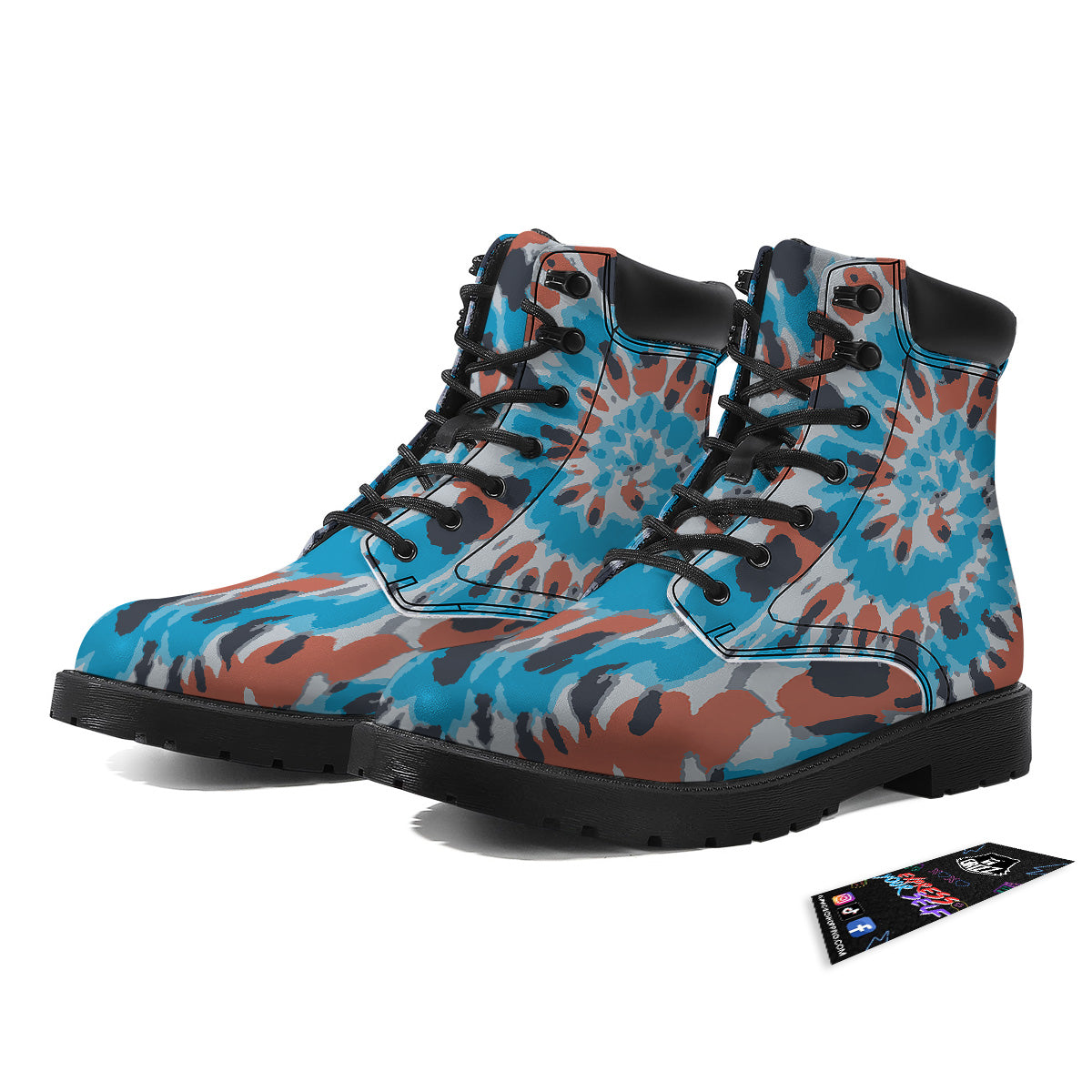 Tie Dye Orange And Blue Print Boots-grizzshop