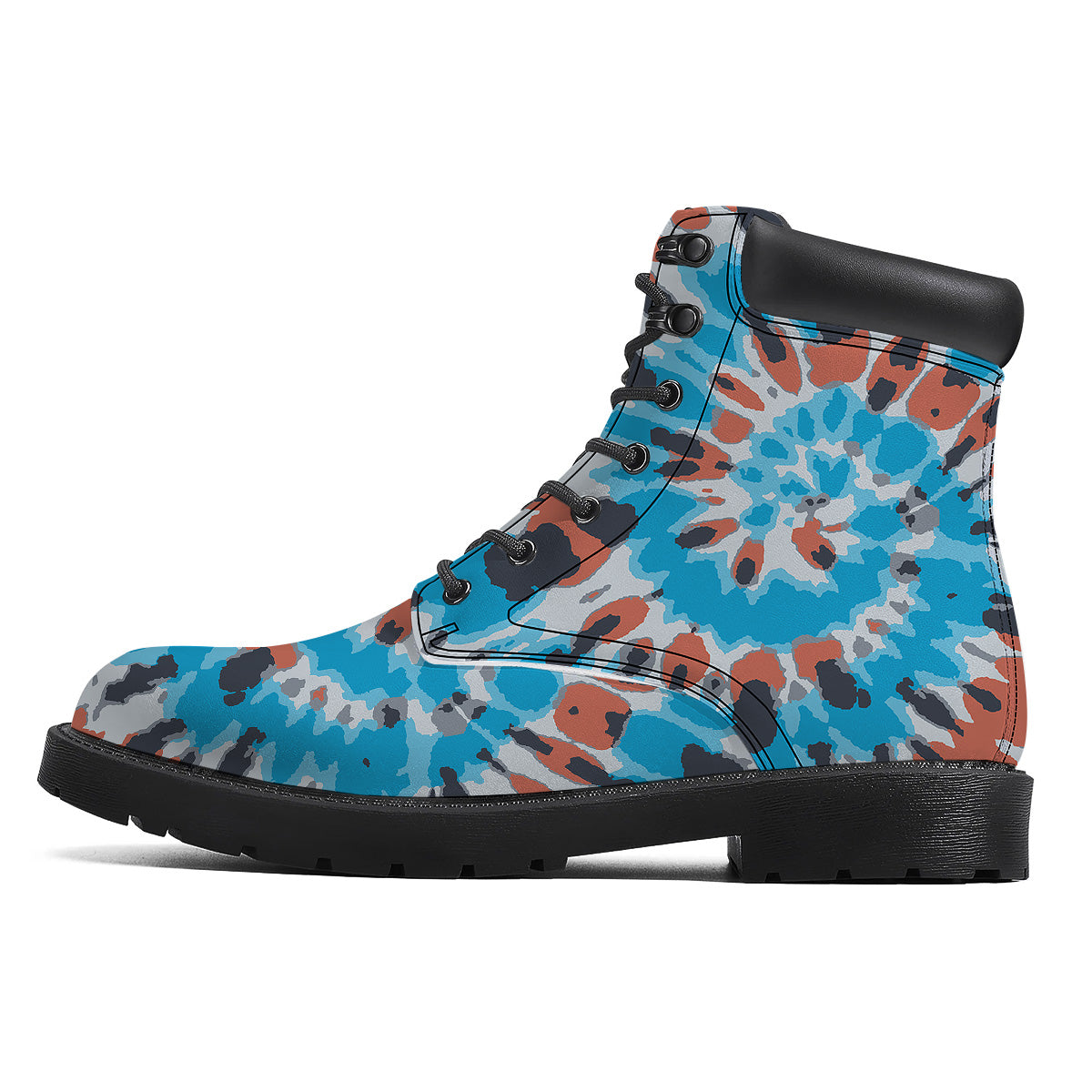 Tie Dye Orange And Blue Print Boots-grizzshop