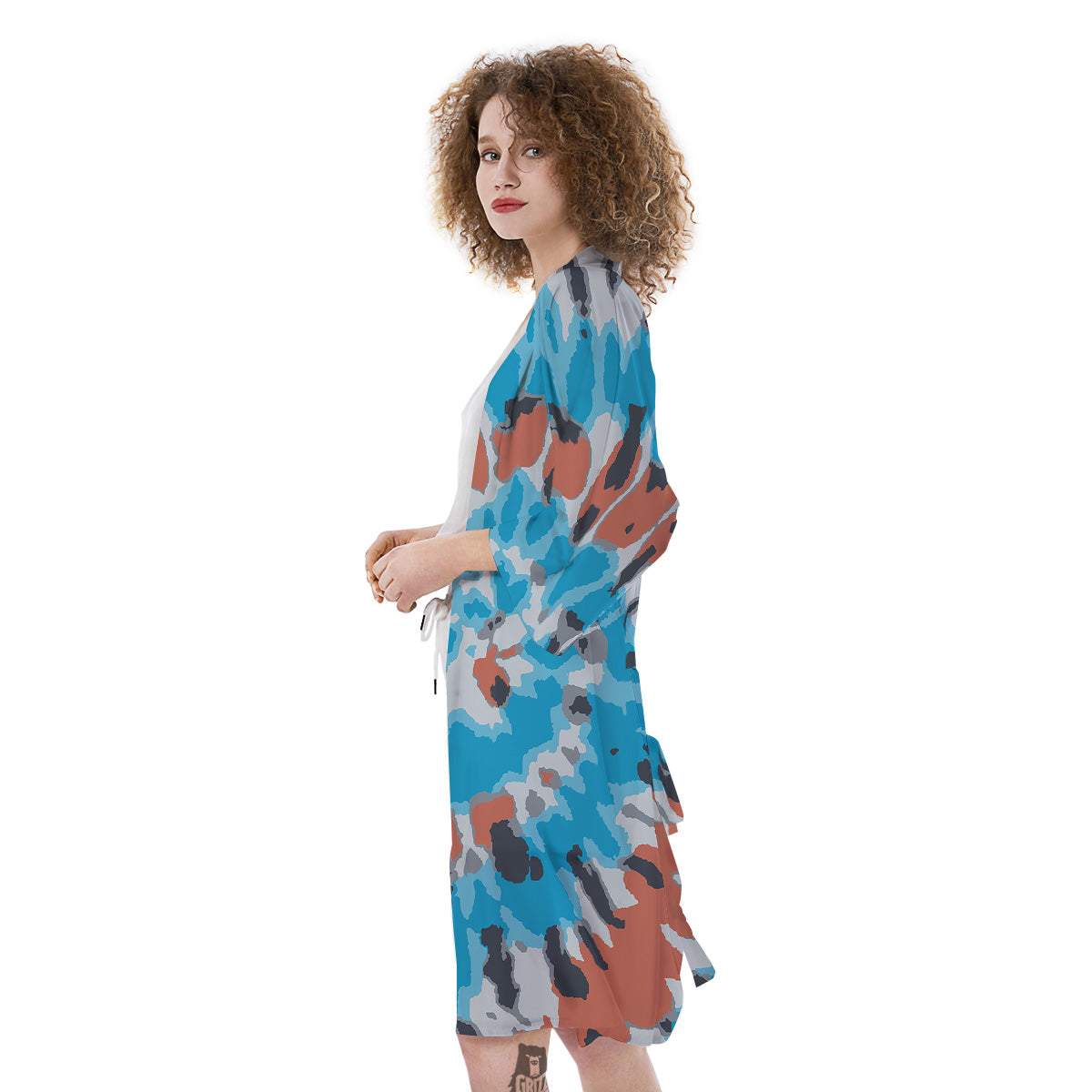 Tie Dye Orange And Blue Print Kimono-grizzshop