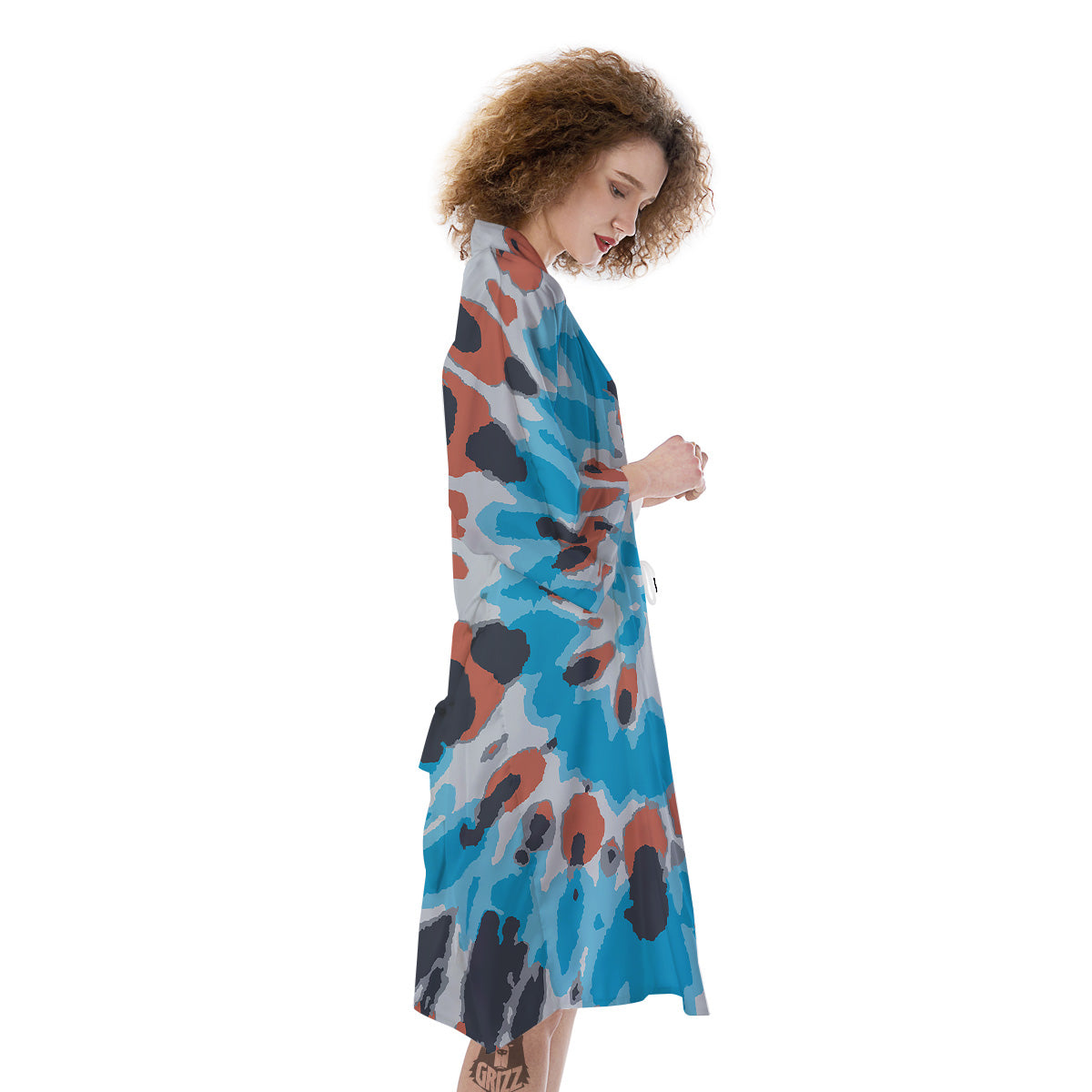 Tie Dye Orange And Blue Print Kimono-grizzshop
